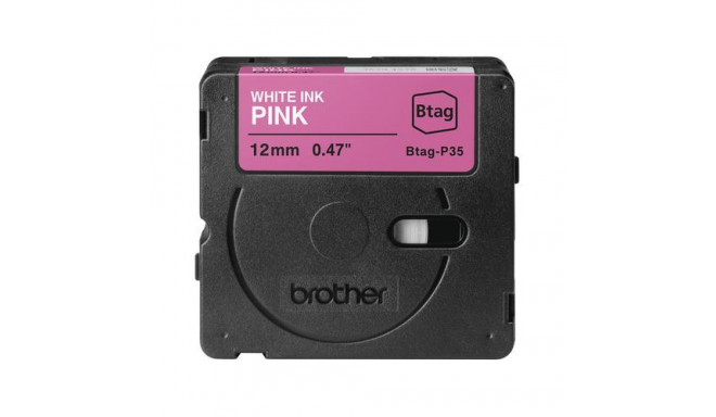 Brother BTAG-P35 label-making tape White on pink