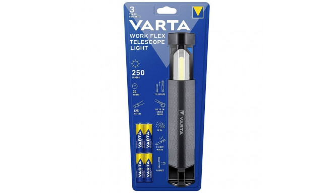 VARTA flashlight LED Work flex telescope light 250lm 18646 + 4 x batteries R6 (AA)