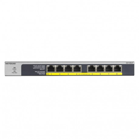 NETGEAR GS108LP haldamata gigabit ethernet (10/100/1000) toite üle etherneti (PoE) 1U must, hall