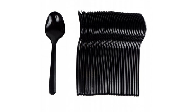SERVIPACK Soup spoon 50 pcs (black, PS, extra strong, reusable.)