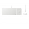 Samsung Wireless Charger Trio Pad 3-in-1, 9W EP-P6300 with Travel charger (25W) + USB cable, White (