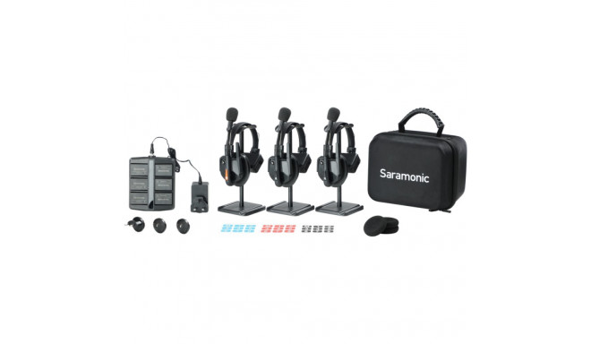 SARAMONIC WITALK9 WT3S 3-PERSON FULL-DUPLEX 1.9GHZ WIRELESS HEADSET INTERCOM SYSTEM W/ CARRY CASE