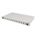 Fiber Optic Distribution Box 12XSC simplex/12XLC duplex rack 19 1U gray + accessories