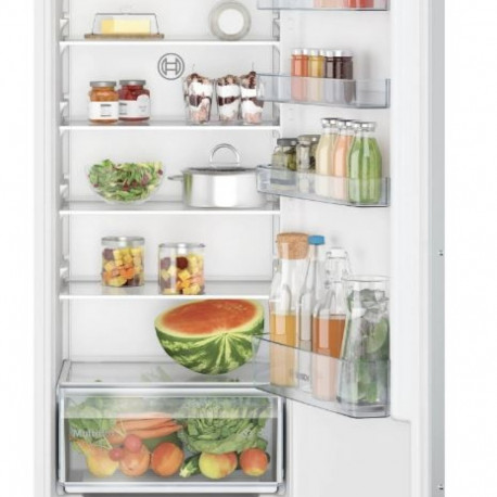The Bosch KIR41NSE0 is a Series 2 built-in (integrated) larder fridge