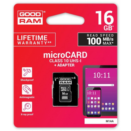 MicroSDHC mälukaart 16GB CL10 koos adapteriga