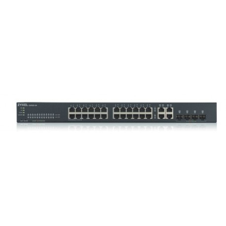 The Zyxel GS1920-24v2 is a 28-port Gigabit Smart Managed Switch designed for small-