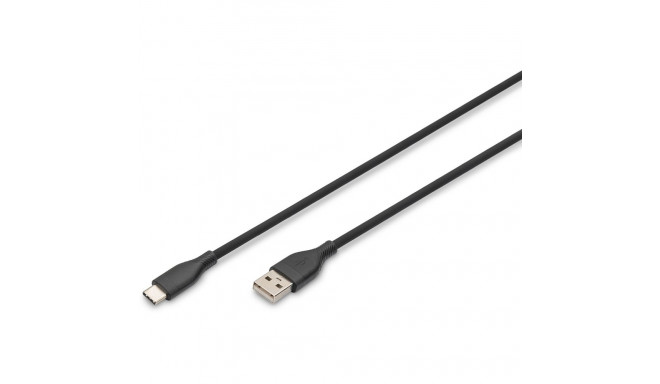 "Digitus USB-A > USB-C 2.0 (ST-ST) 1m Ladekabel Silikon 60W Schwarz"