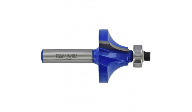 Quarter round cutter with ball bearing, 38x12 mm, 8mm shank