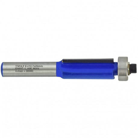 Trimming cutter with ball bearing, 12.7x25 mm, 8mm shank