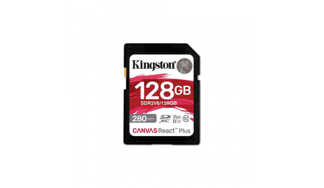 Kingston Technology 128GB Canvas React Plus SDXC UHS-II 280R/100W U3 V60 for Full HD/4K