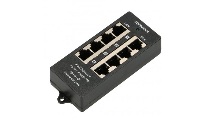 PoE Injector 4 ports in black case