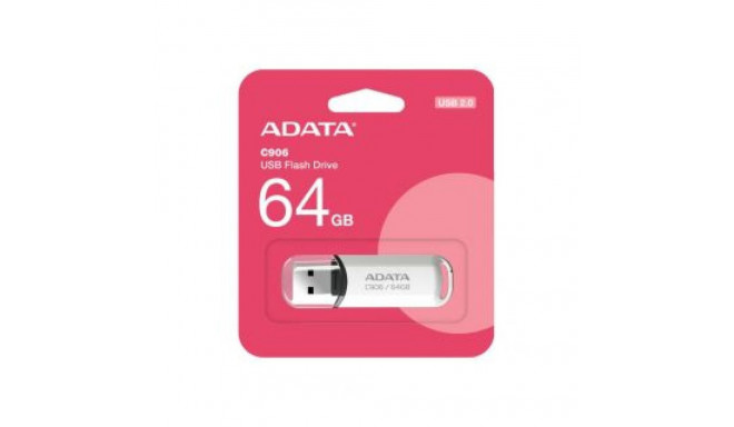 ADATA C906 64GB USB Flash Drive, White