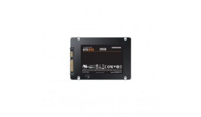 Samsung SSD 870 EVO 250 GB, SSD form factor 2.5", SSD interface SATA III, Write speed 530 MB/s, Read