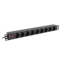 POWER DISTRIBUTION UNIT (PDU) 19" LANBERG 1U 16A 9X SCHUKO OUTLETS 3M BLACK