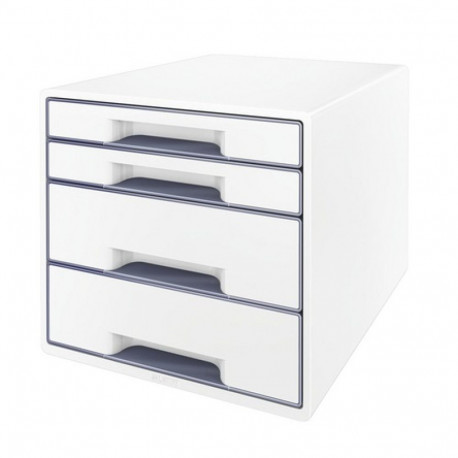 Sahtliboks 287x270x363mm 4-sahtliga Leitz WOW Desk Cube, läikiv, valge-hall
