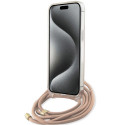 Guess GUHCP15LHC4SEP iPhone 15 Pro 6.1" roosa/roosa kõvakaaneline Crossbody Kord 4G Prindiga