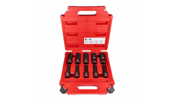 MILWAUKEE SET OF IMPACT SOCKETS 1/2" 10pcs. LONG