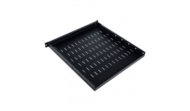 Reguleeritav riiul 19", 1U, sügavus 500-900 mm, kandevõime 100 kg, paigaldus 4 punkti, must, kruvid 