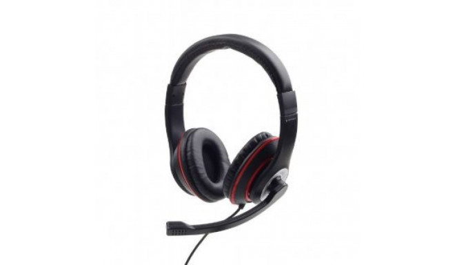 Gembird Stereo headset MHS-03-BKRD Built-in microphone, On-Ear, 3.5 mm, Black colour with red ring