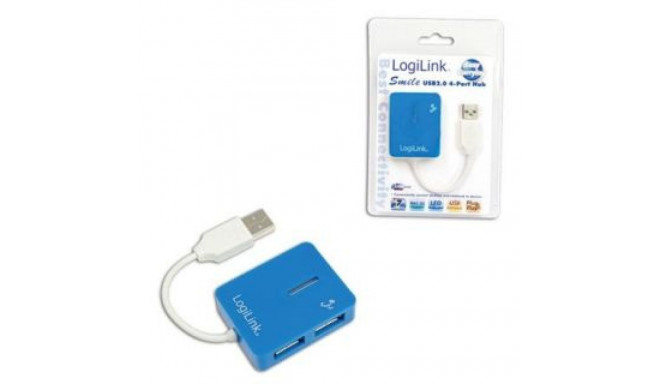 Logilink USB 2.0 Hub 4-Port, Smile, Blue