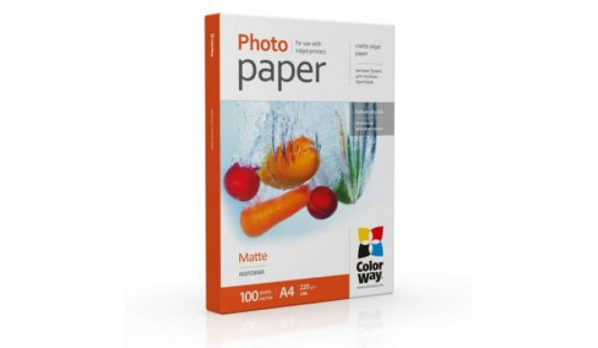 ColorWay Photo Paper PM220100A4 Matte, White, A4, 220 g/m