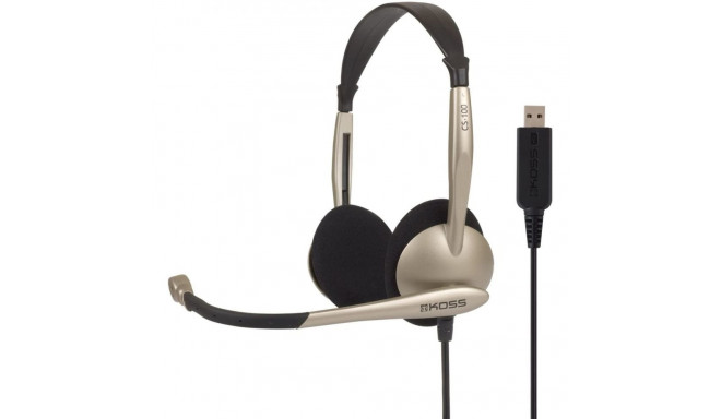 Koss Headphones CS100USB Wired, On-Ear, Microphone, USB Type-A, Noise canceling, Gold