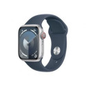 Apple Watch Series9 GPS + Cellular 41mm Silver Aluminium Case with Storm Blue Sport Band - S/M