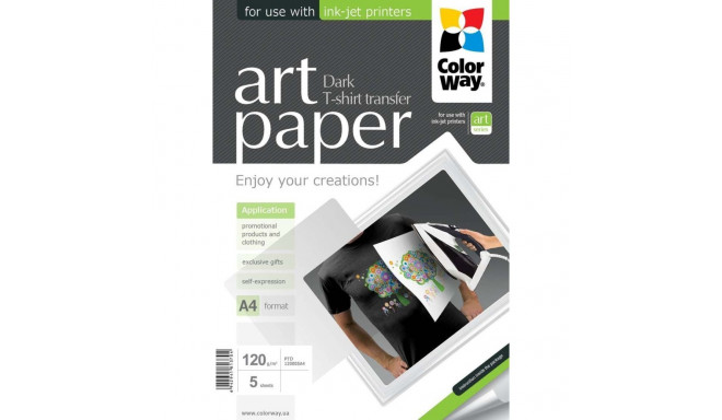 ColorWay ART T-shirt transfer (dark) Photo Paper, 5 sheets, A4, 120 g/m²