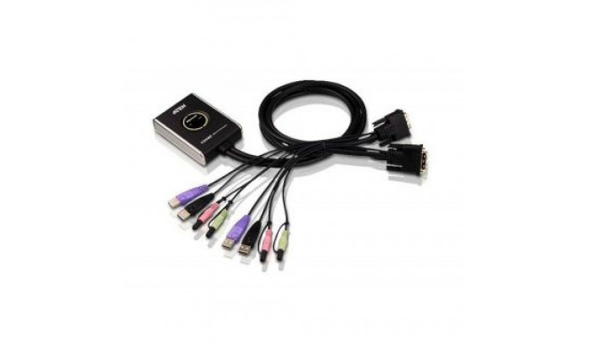 Aten 2-Port USB DVI/Audio Cable KVM Switch with Remote Port Selector