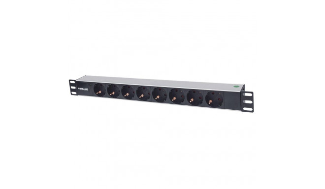 Intellinet 19" 1.5U Rackmount 8-Way Power Strip - German Type", With LED Indicator Only, No Surge Pr