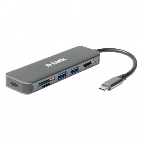D-Link USB-C-jaotur 6-in-1, HDMI, kaardilugeja ja Power Delivery funktsiooniga