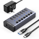 [RETURNED ITEM] Ugreen multifunctional HUB 7in1 USB Type C - 7x USB Type A 3.0 PD DC 12V gray (CM481