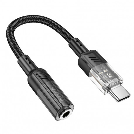 Adapter AUX USB C to Jack 3,5 mm Hoco 0,15 m LS37 transparent black