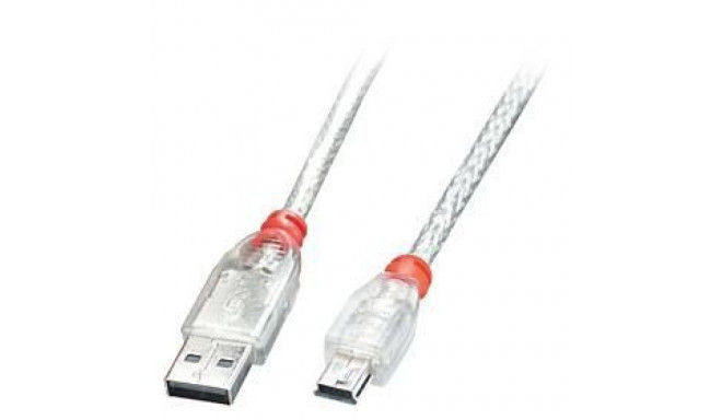 LINDY CABLE USB2 A TO MINI-B 2M/TRANSPARENT 41783