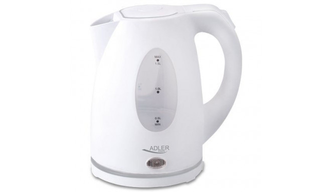 Adler Kettle AD 1207 Standard, Plastic, White, 2000 W, 360 rotational base, 1.5 L