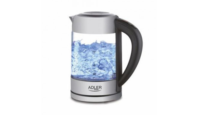 Adler Kettle AD 1247 NEW With electronic control, 1850 - 2200 W, 1.7 L, Stainless steel, glass, Stai