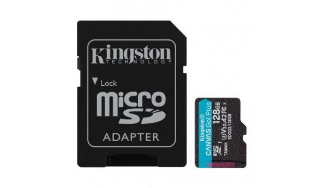 Kingston microSD Canvas Go! Plus 128 GB, MicroSD, Flash memory class 10, SD Adapter