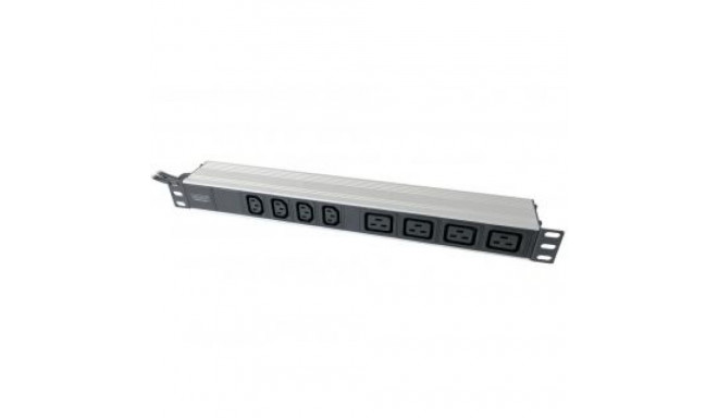 Digitus 1U Aluminum PDU, rackmountable, 4x C13, 4x C19 2x 16A Plug, 250VAC 50/60Hz open end | DN-954