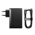 Wall Charger GaN5 Pro 140W USB + 2xUSB-C QC4+ PD3.1 with USB-C 1m Cable, Black