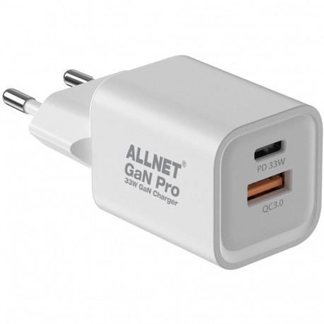 "Z ALLNET Ersatznetzteil QC USB-C PD GaN Netzteil Power Supply 33 Watt 1x USB Typ-A QC 1x USB Typ-C*