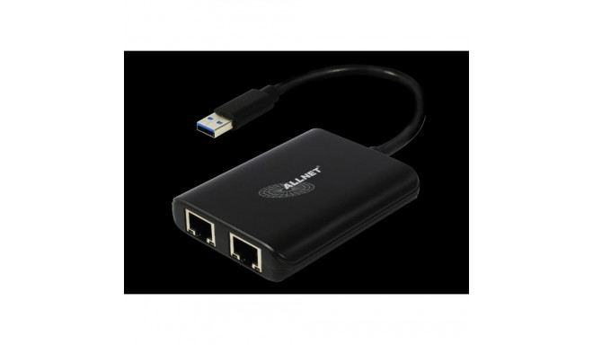 "ALLNET USB 3.0 Typ-A Netzwerk Adapter 2x + 1x USB 3.0 Hub ALL-NC-2G-102-USB-A ALLTRAVEL*"