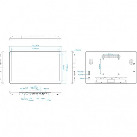 "ALLNET High Performance Display 14 Zoll Android 12 RK3588 NFC PoE HDMI In Farbe schwarz"