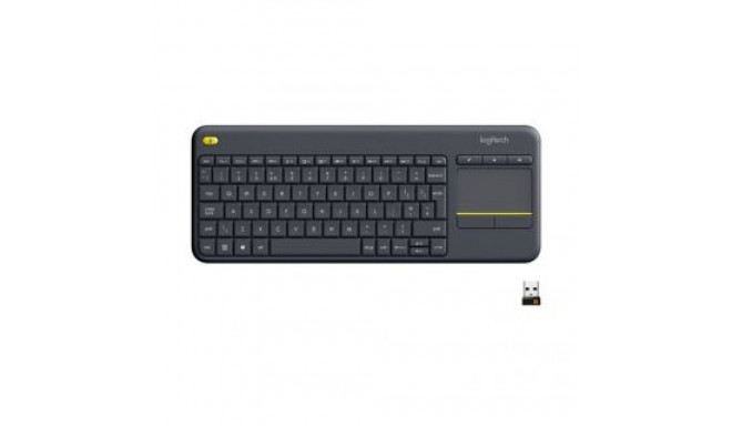 Logitech K400 Plus Keyboard with Trackpad, Wireless, NL, 380 g, USB port, Black