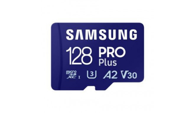 Samsung MicroSD Card with SD Adapter PRO Plus 128 GB, microSDXC Memory Card, Flash memory class U3, 