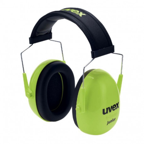 Uvex K Junior hearing protector – SNR 29 dB noise reduction, size S/M, lime color, lightweight with 