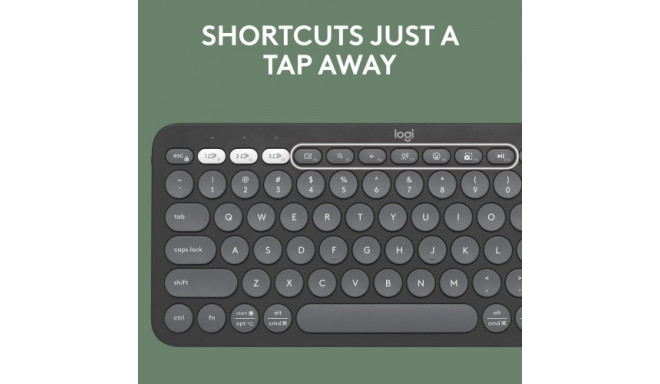 Logitech Pebble Keys 2 K380s Wireless Keyboard, RF Wireless + Bluetooth, US INT, Tonal Graphite