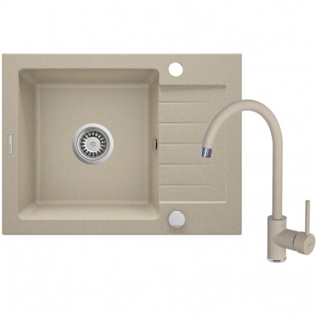 Granite sink with 1-bowl faucet with drainer