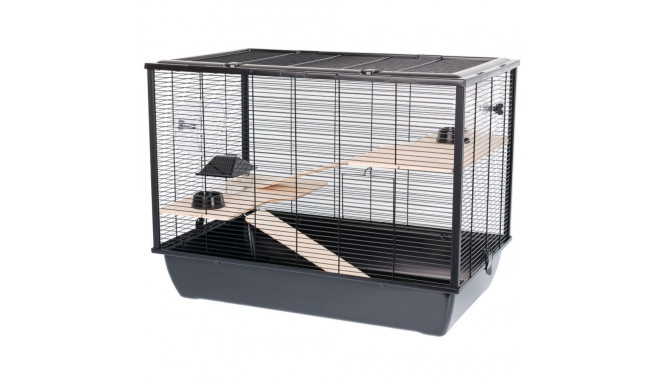 INTER-ZOO Hugo Wood black - cage for rodents - 78 x 48 x 58cm