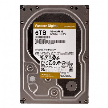 Western Digital Gold WD6004FRYZ sisemine kõvaketas 6 TB 7200 RPM 128 MB 3.5" Serial ATA III