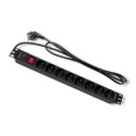 Qoltec 53996 Power strip for RACK 19" | 1U | 16A | PDU | 8xFRENCH | 2m